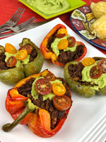 vegan chorizo stuffed bell peppers using walnut butter