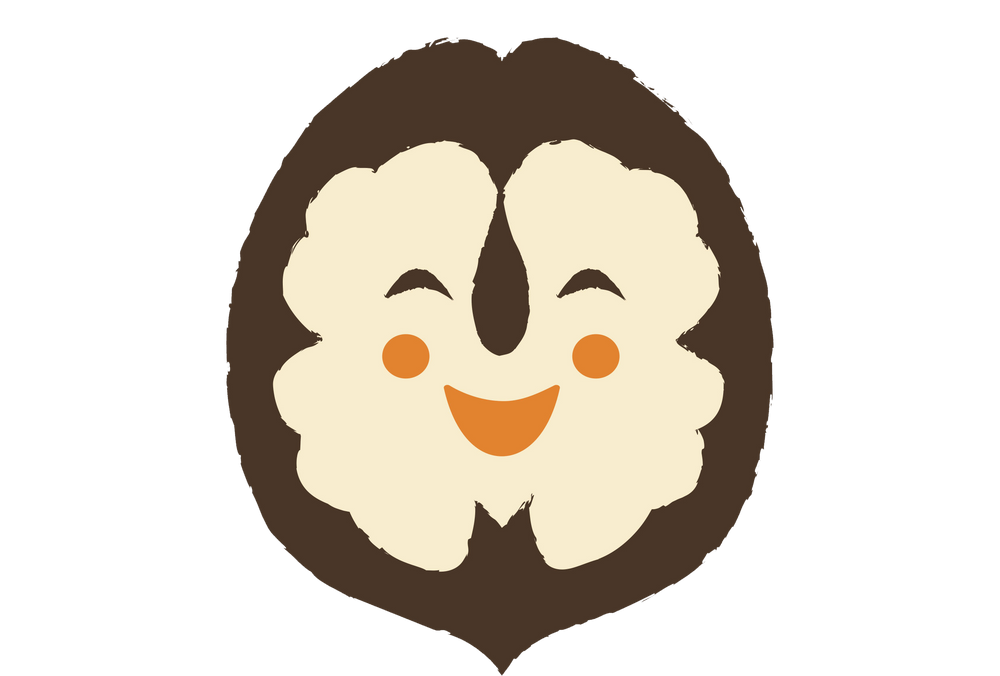 Wellnut Farms Logo smiling walnut face